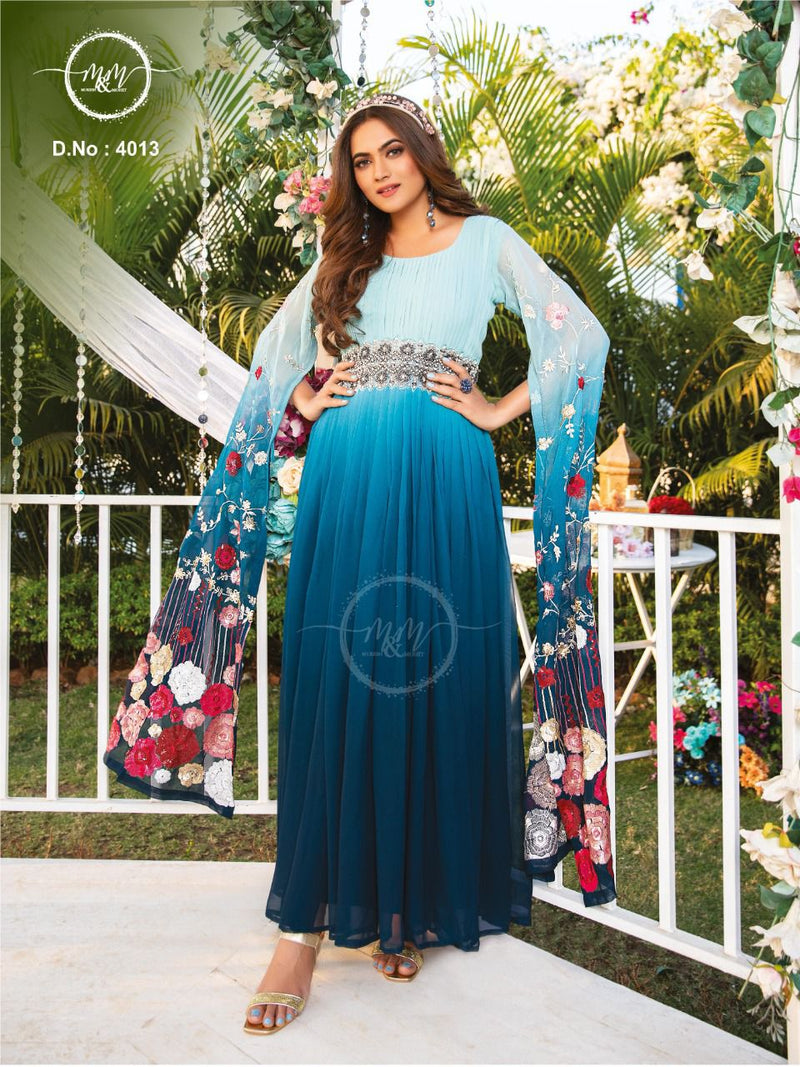 M And M D No 4013 Fancy Designer Gown Type Wedding Wear Kurti