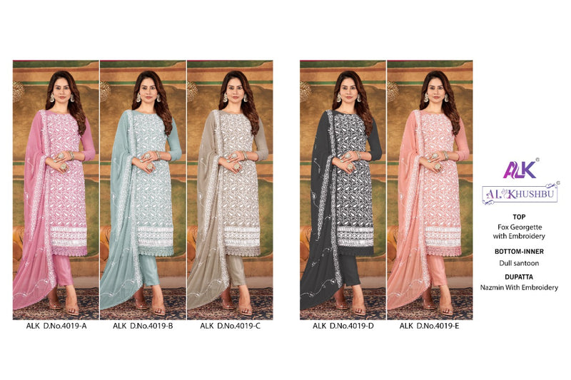Al Khushbu Dno 4019 Georgette With Heavy Embroidery Work Stylish Designer Party Wear Fancy Salwar Kameez