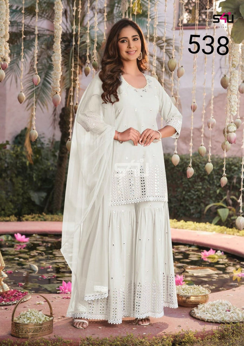 S4U Shivali D No 538 Fancy Designer Party Wear Kurtis With Sharara Bottom