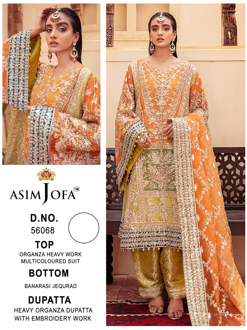 Asim Jofa D No 56068 Organza Party Wear Salwar Kameez