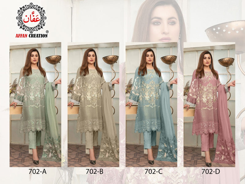 Affan Creation D No 702 Fox Georgette Pakistani Style Party Wear Salwar Suits