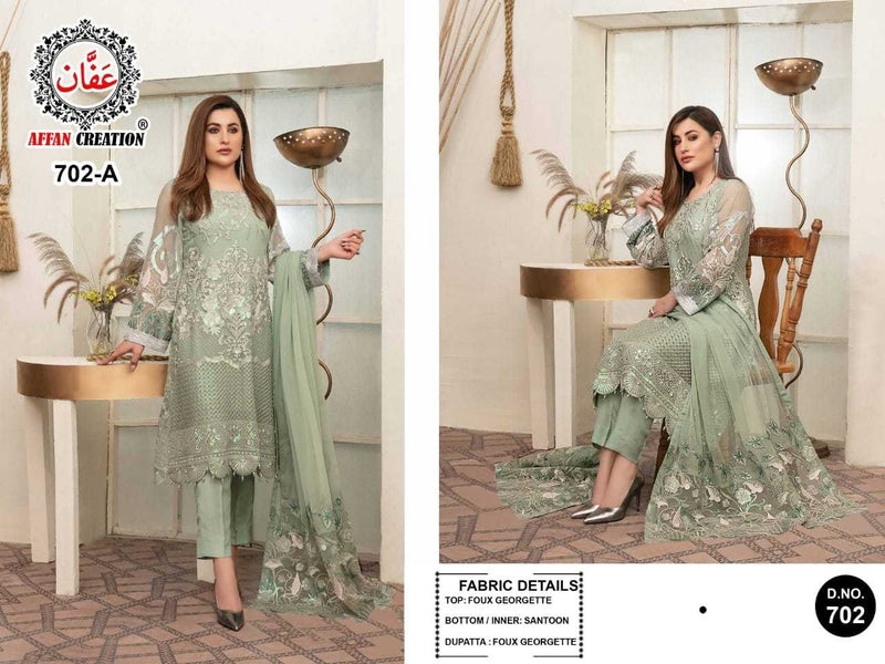 Affan Creation D No 702 Fox Georgette Pakistani Style Party Wear Salwar Suits