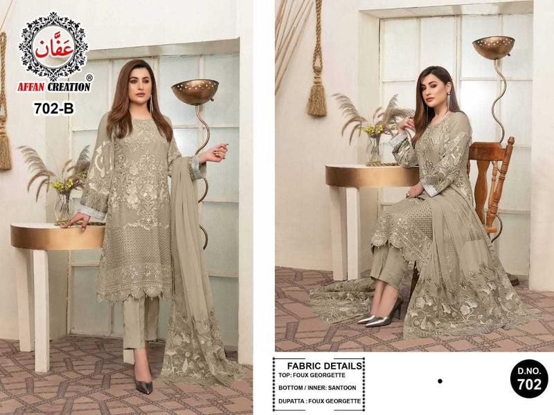 Affan Creation D No 702 Fox Georgette Pakistani Style Party Wear Salwar Suits