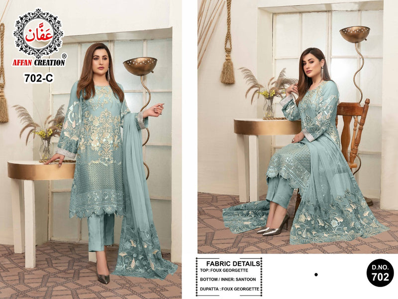Affan Creation D No 702 Fox Georgette Pakistani Style Party Wear Salwar Suits