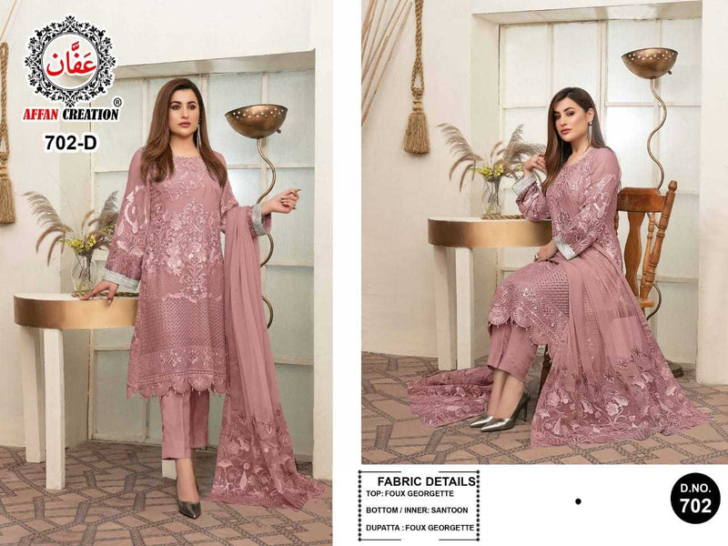 Affan Creation D No 702 Fox Georgette Pakistani Style Party Wear Salwar Suits