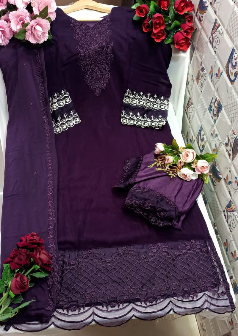 AL Laam D No 7815 Fox Georgette Pakistani Style Party Wear Kurtis With Bottom & Dupatta
