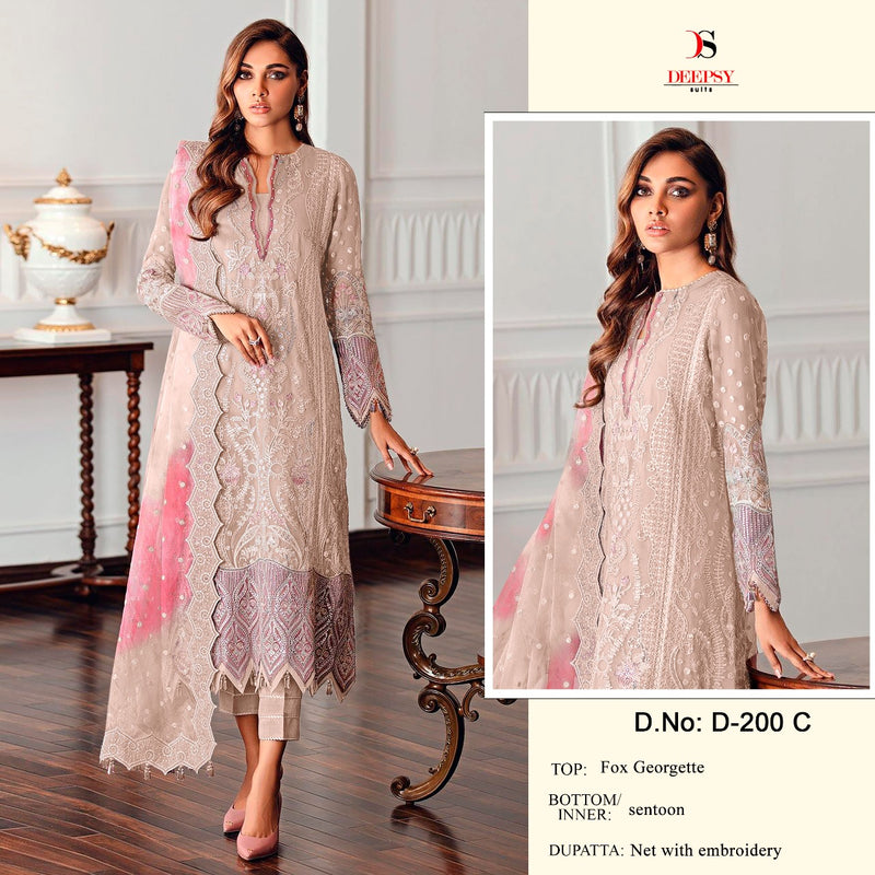Deepsy Suit Dno 200 Georgette With Fancy Embroidery Work Stylish Designer Pakistani Salwar Kameez