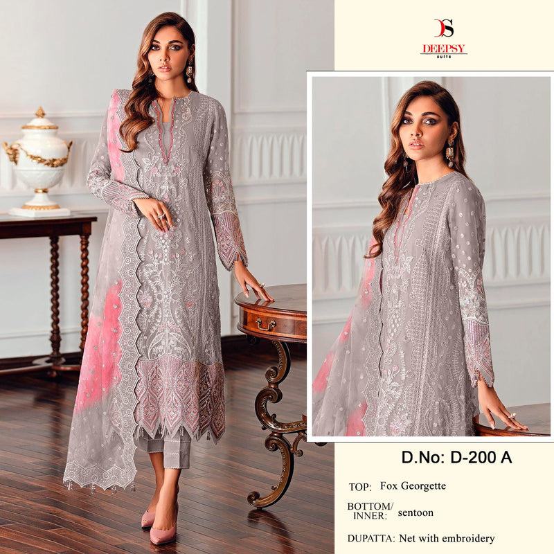 Deepsy Suit Dno 200 Georgette With Fancy Embroidery Work Stylish Designer Pakistani Salwar Kameez