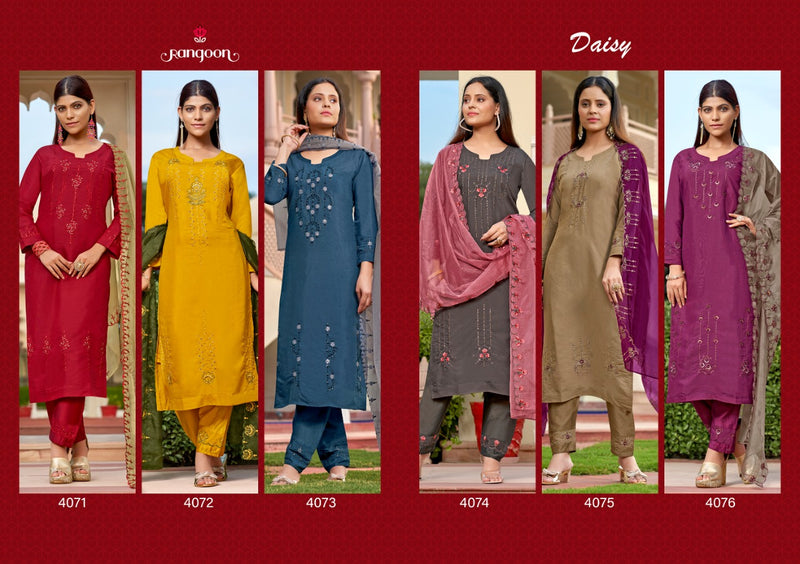 Rangoon Daisy Viscose With Beautiful Heavy Embroidery Work Stylish Designer Casual Kurti