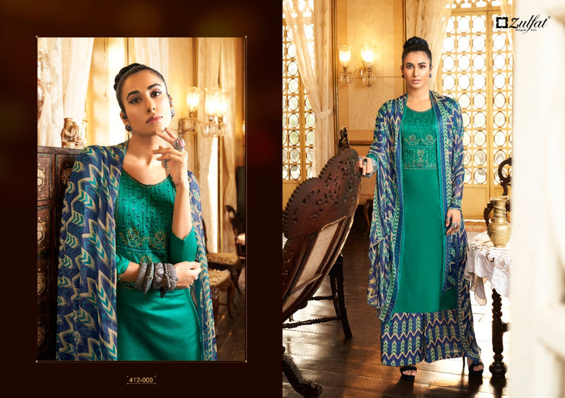 Zulfat Designer Suits Damini Jam Cotton Party Wear  Embroidered Salwar Suits