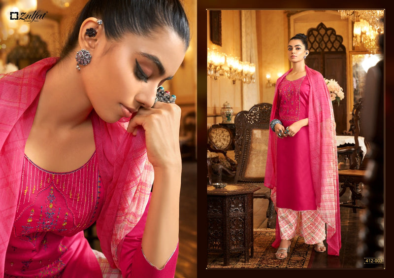 Zulfat Designer Suits Damini Jam Cotton Party Wear  Embroidered Salwar Suits