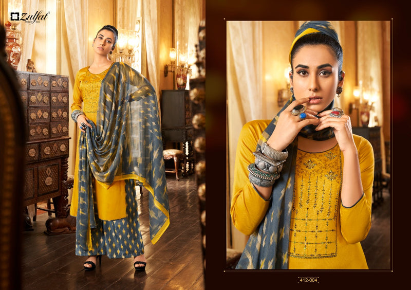 Zulfat Designer Suits Damini Jam Cotton Party Wear  Embroidered Salwar Suits