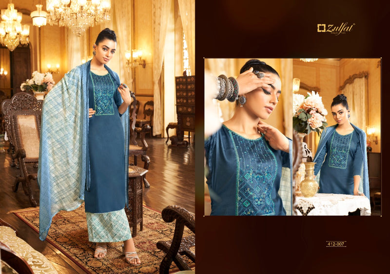 Zulfat Designer Suits Damini Jam Cotton Party Wear  Embroidered Salwar Suits