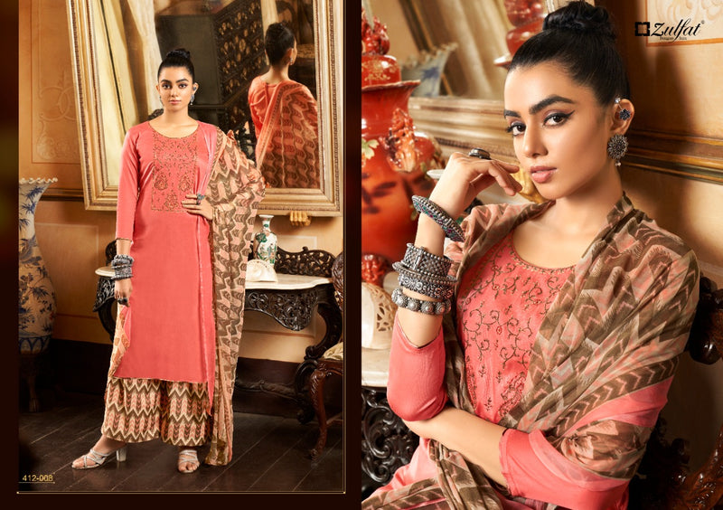 Zulfat Designer Suits Damini Jam Cotton Party Wear  Embroidered Salwar Suits