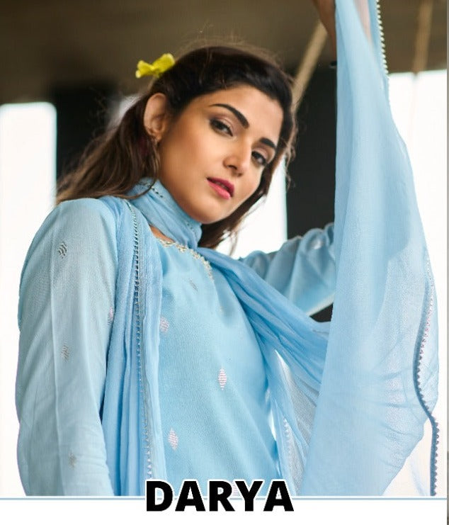 100 Miles Darya Pure Cotton With Heavy Embroidery Work Stylish Designer Casual Look Kurti