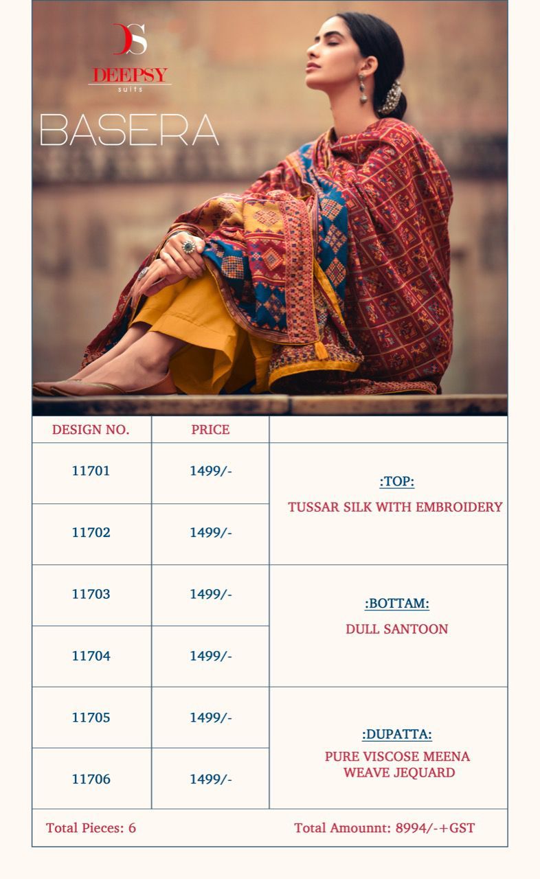Deepsy Basera Silk With Embroidery Work Designer Salwar Kameez