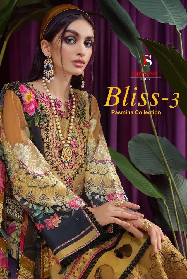 Deepsy Suit Bliss Lawn 22 Vol 3 Pashmina With Heavy Embroidery Work Stylish Designer Pakistani Salwar Kameez