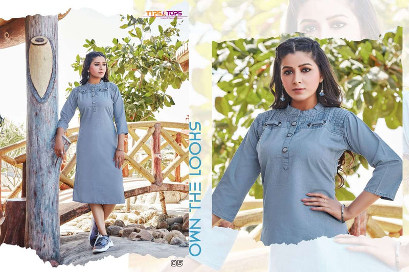Tips & Tops Denimos Vol 4 Cotton Denim Style Fancy Western Wear Kurtis