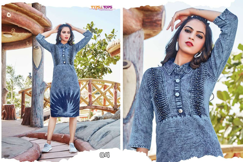 Tips & Tops Denimos Vol 4 Cotton Denim Style Fancy Western Wear Kurtis