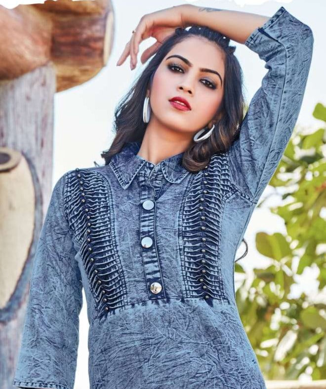 Tips & Tops Denimos Vol 4 Cotton Denim Style Fancy Western Wear Kurtis