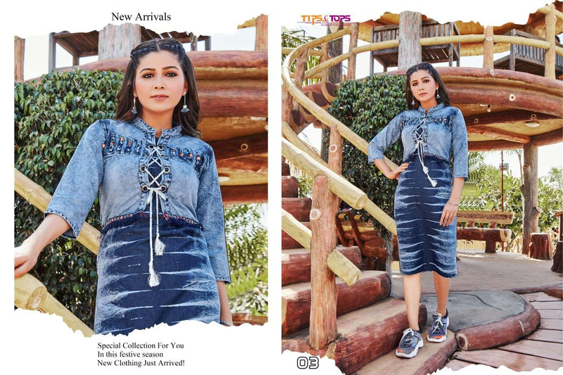 Tips & Tops Denimos Vol 4 Cotton Denim Style Fancy Western Wear Kurtis