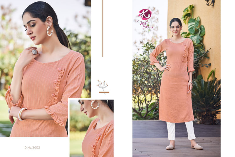 Kurti Times Desire Cotton Fancy Stylish Kurtis With Handwork Buttons
