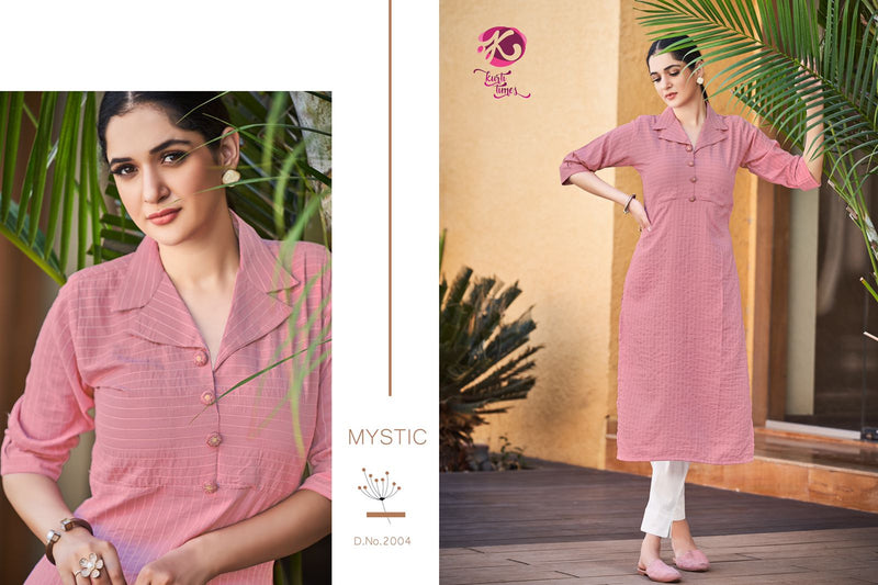Kurti Times Desire Cotton Fancy Stylish Kurtis With Handwork Buttons