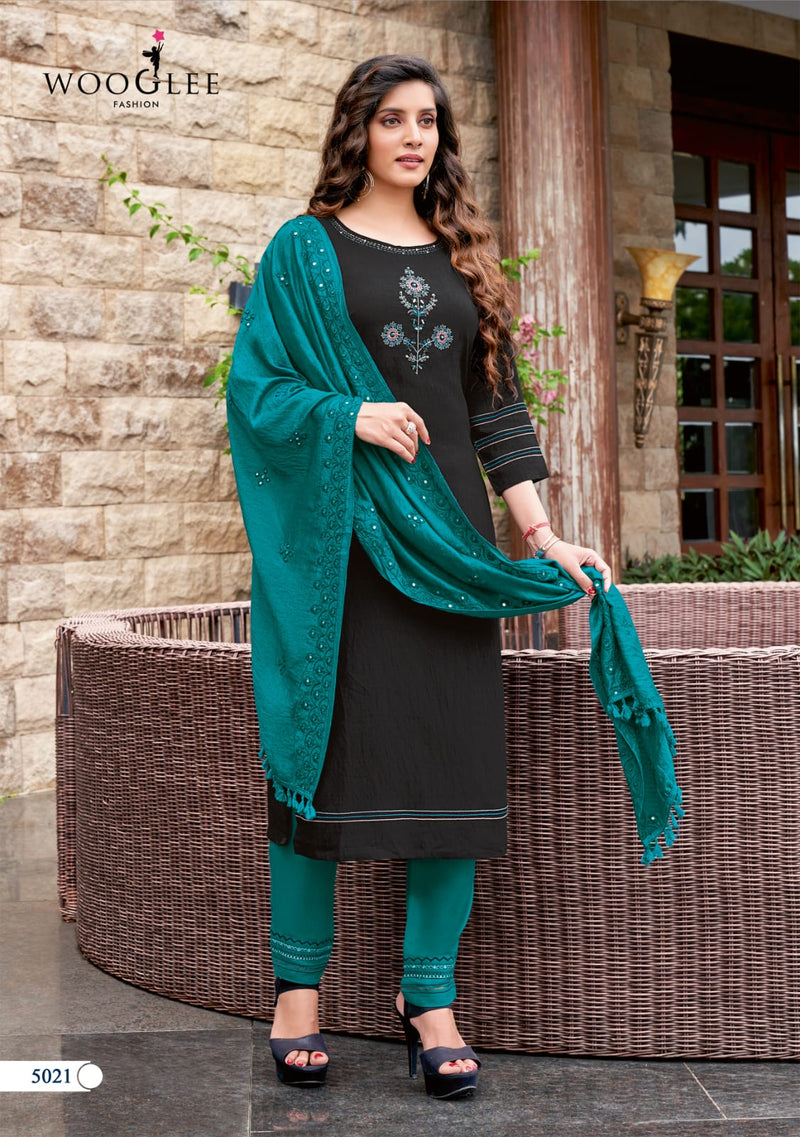 Wooglee Destiny NX Nylone Viscose Fancy Party Wear Kurtis With Set Of Bottom & Dupatta