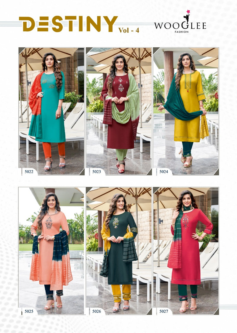 Woogle Destiny Vol 4 Chinon Stylish Designer Wear Kurti Collection