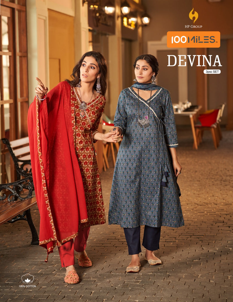 100 Miles Devina Cotton Printed Angrakha Fancy Designer Partywear Kurti