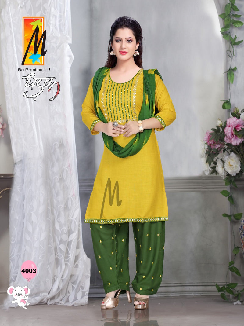 Master Dhadak Rayon Ready Made Patiyala Style Party Wear Salwar Kameez