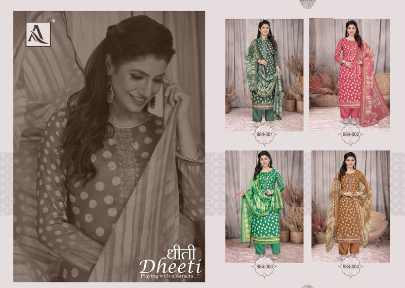 Alok Suit Dheeti Jam Cotton With Fancy Embroidery Work Stylish Designer Festive Wear Salwar Suit