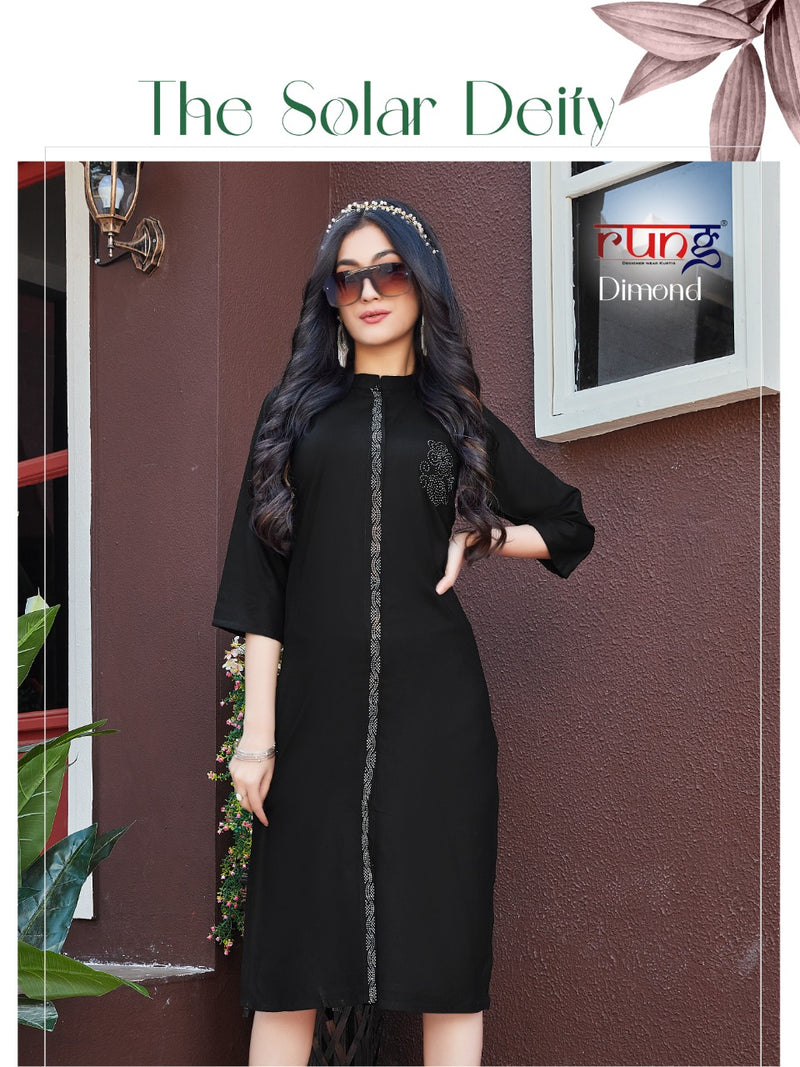 Rung Diamonds Rayon Casual Wear Stylish Straight Kurtis