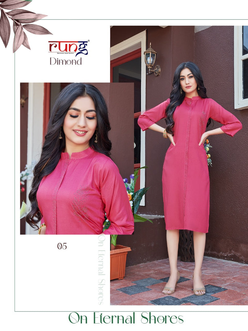 Rung Diamonds Rayon Casual Wear Stylish Straight Kurtis