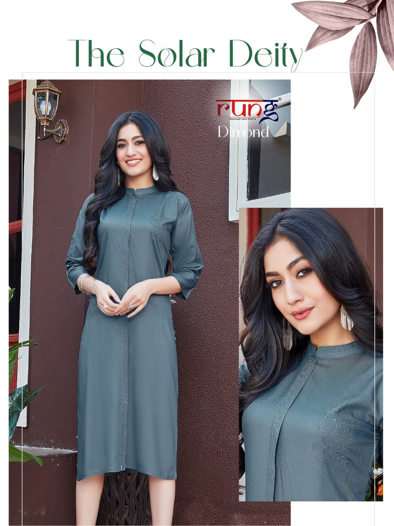 Rung Diamonds Rayon Casual Wear Stylish Straight Kurtis