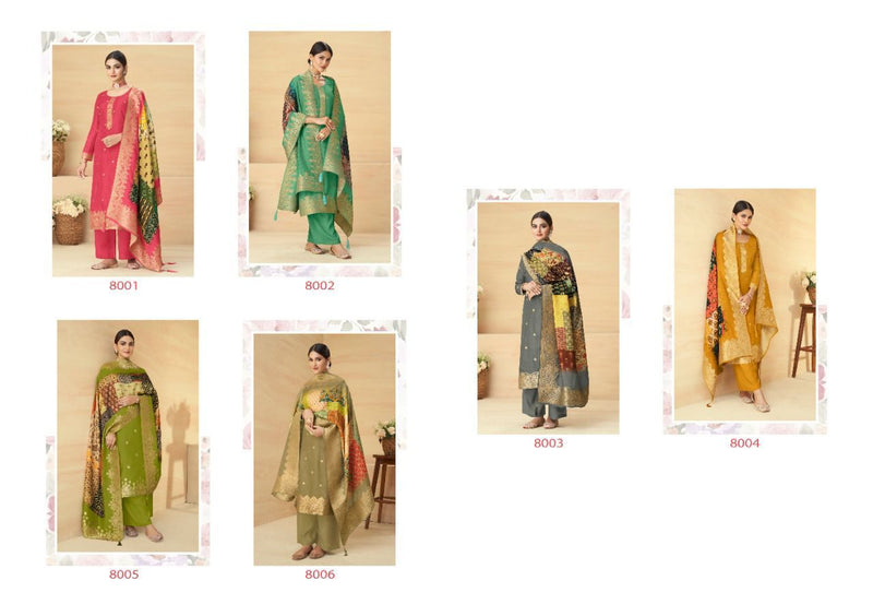 Karachi Dno 8001 To 8006 Jacquard With embroidery Work Stylish Designer Party Wear Salwar Kameez