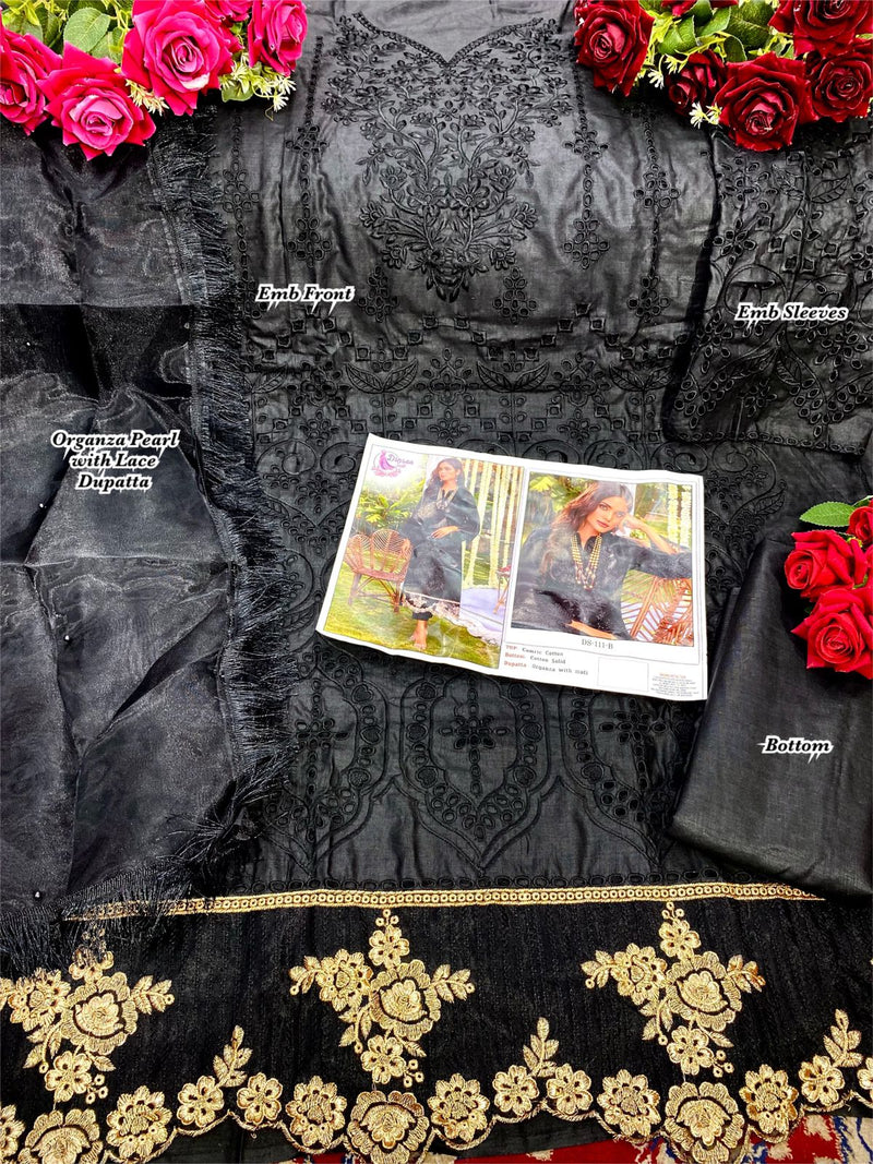 Dinsaa Suit DS 111 Cotton Embroidered Pakistani Style Party Wear Salwar Suits
