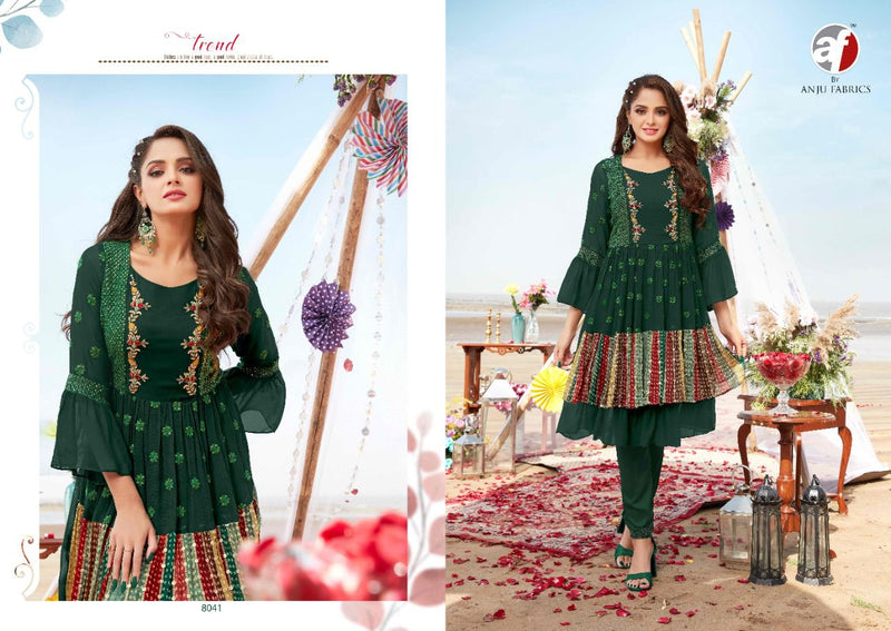 Anju Fabrics Divine Georgette Heavy Designer Fancy Stylish Party Wear Kurtis With Bottom