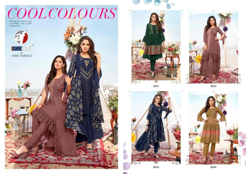 Anju Fabrics Divine Georgette Heavy Designer Fancy Stylish Party Wear Kurtis With Bottom