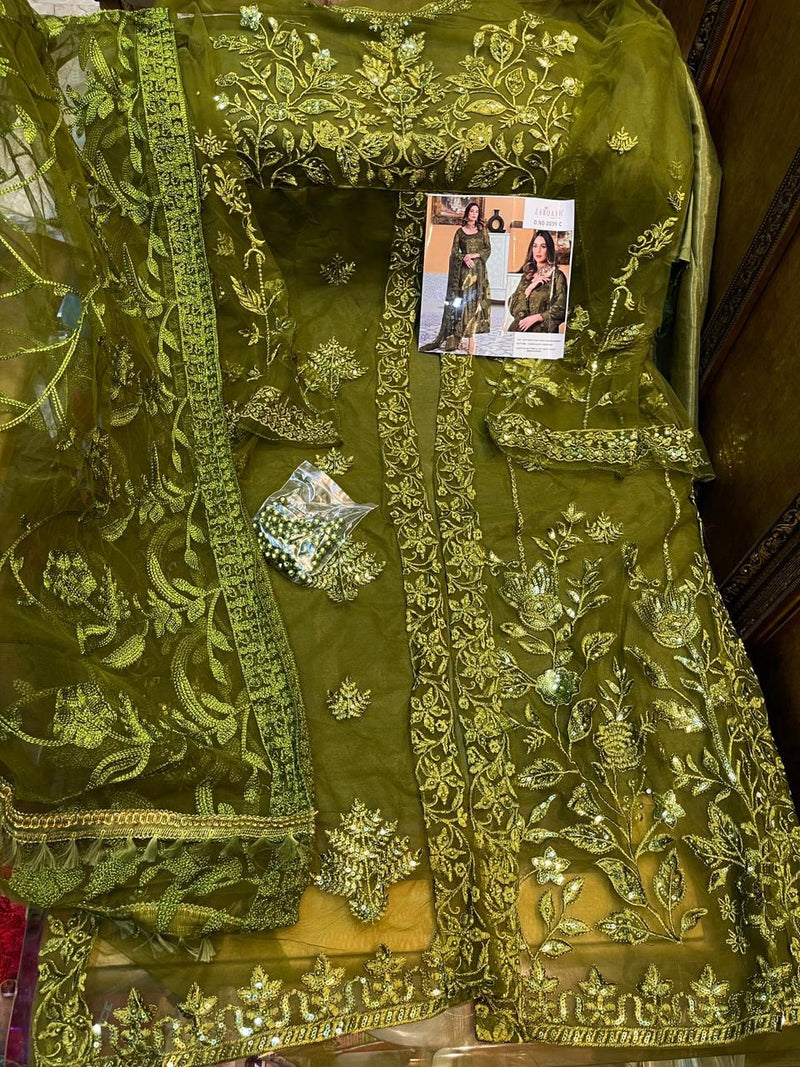 Zarqash Dn 2039 Butterfly Net Designer Party Wear Pakistani Style Salwaar Kameez
