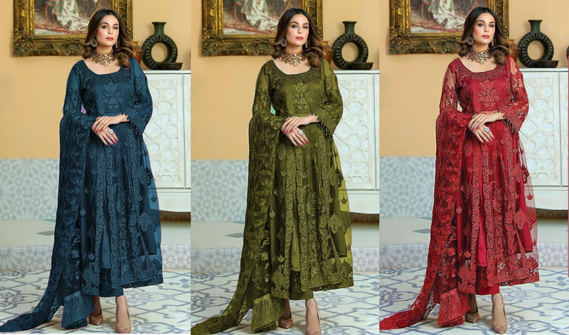 Zarqash Dn 2039 Butterfly Net Designer Party Wear Pakistani Style Salwaar Kameez