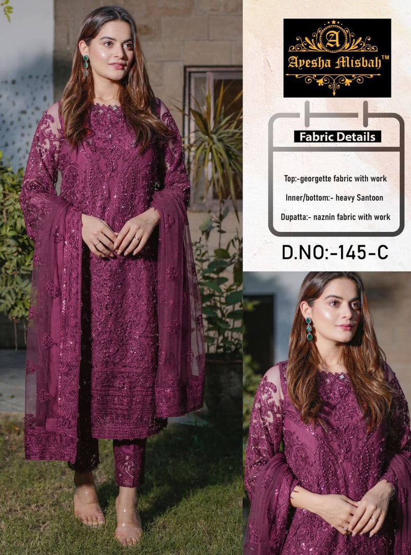 Ayesha Misbah D No 145 Georgette Designer Pakistani Style Party Wear Salwar Suits