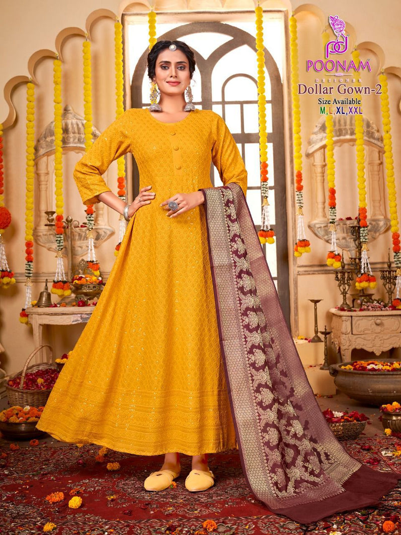 Poonam Dollar Vol 2 Rayon With Fancy Work Stylish Designer Festive Wear Casual Look Gown