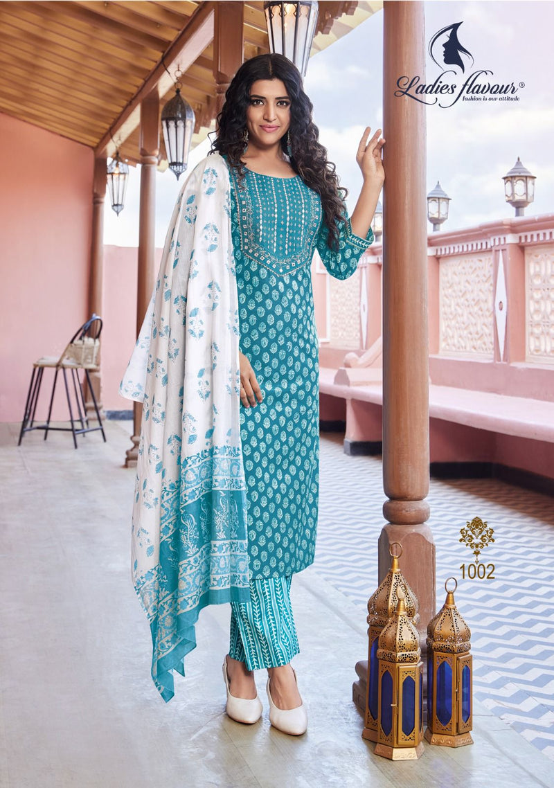 Ladies Flavour Dollar Vol 2 Pure Cotton Print Embroidery Work Gotta Patti Work Printed Partywear Kurti