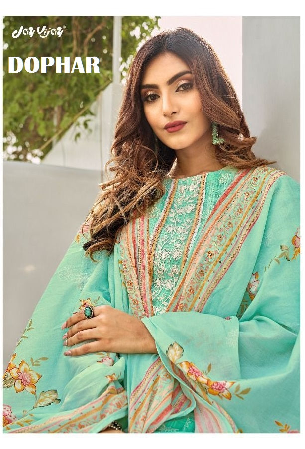 Jay Vijay Dophar Cotton Lining Designer Party Wear Salwar Suits With Fancy Prints & Embroidery Work