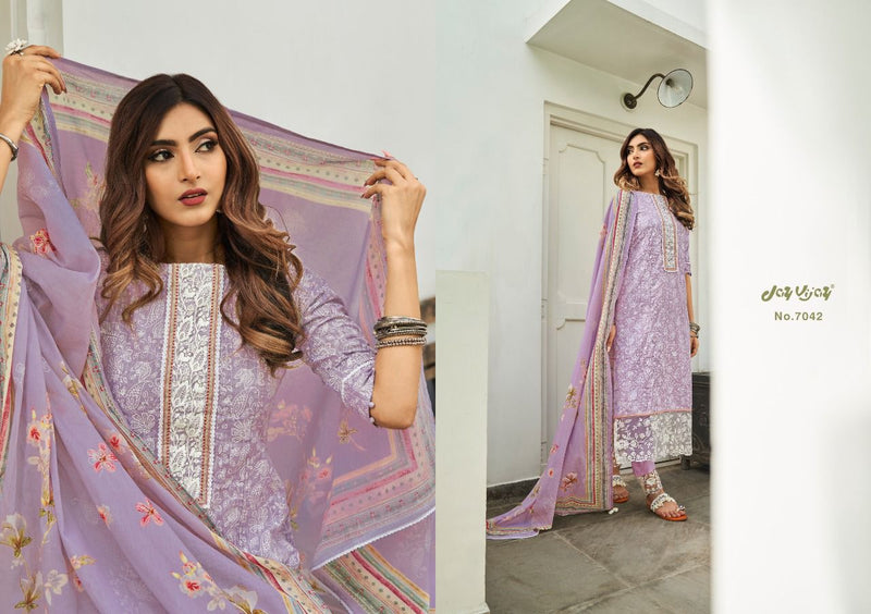 Jay Vijay Dophar Cotton Lining Designer Party Wear Salwar Suits With Fancy Prints & Embroidery Work