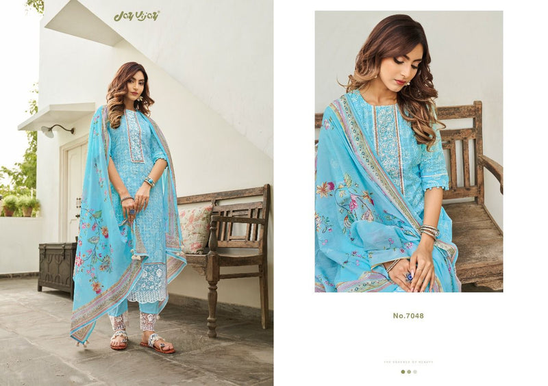 Jay Vijay Dophar Cotton Lining Designer Party Wear Salwar Suits With Fancy Prints & Embroidery Work