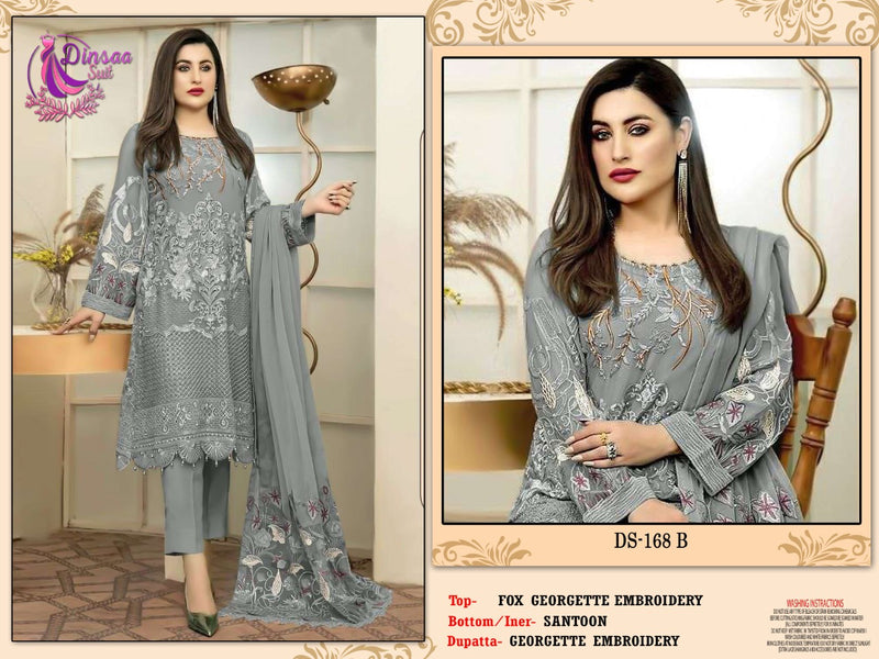 Dinsaa Suit Dno 168 Georgette With Heavy Embroidery Work Stylish Designer Party Wear Salwar Kameez