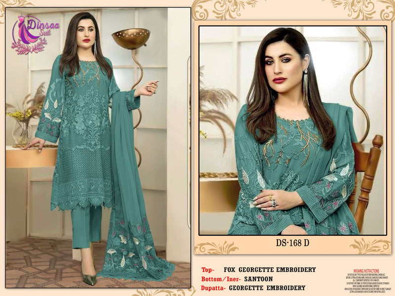 Dinsaa Suit Dno 168 Georgette With Heavy Embroidery Work Stylish Designer Party Wear Salwar Kameez