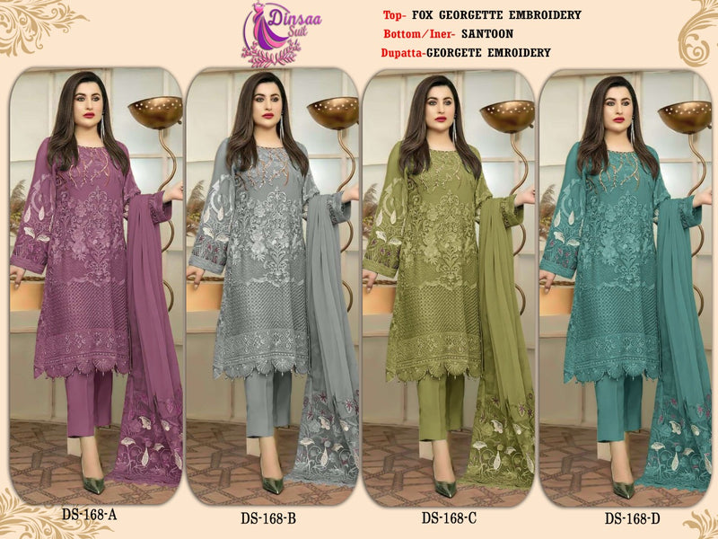 Dinsaa Suit Dno 168 Georgette With Heavy Embroidery Work Stylish Designer Party Wear Salwar Kameez